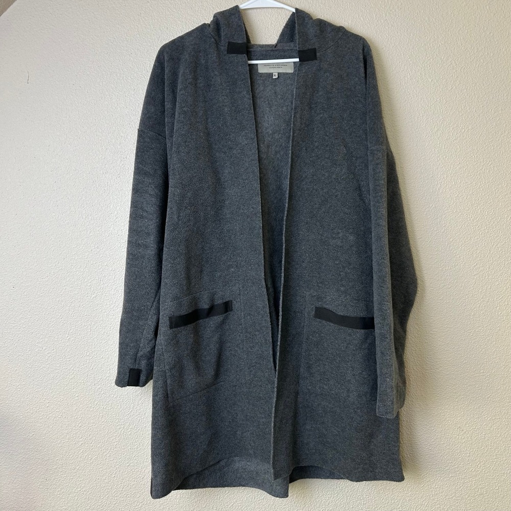 Henriette Steffensen Copenhagen Grey Fleece Hooded Cardigan XL Scandi Lagenlook